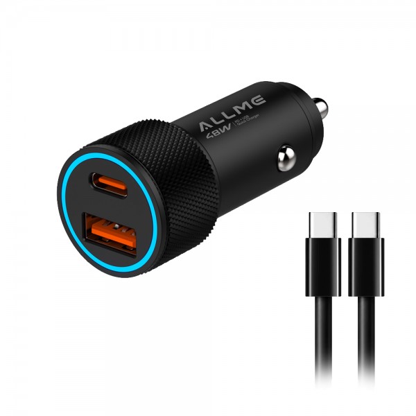 Allme AS248TTS Dual Port 48W PD Type-C to Type-C Kablolu Hızlı Araç Şa&hellip;