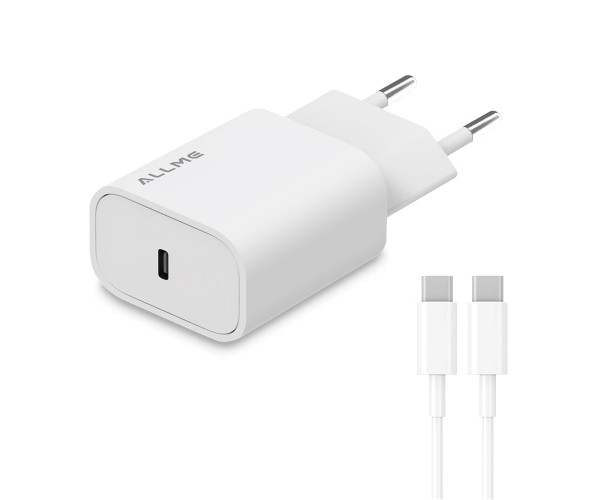 Allme SS20TTB 20W PD Adaptör + 3A Type-C to Type-C Kablolu Hızlı Ş&hellip;
