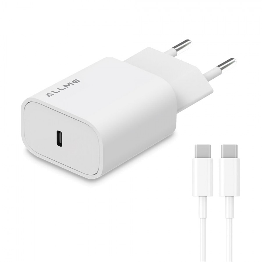 Allme SS20TTB 20W PD Adaptör + 3A Type-C to Type-C Kablolu Hızlı Şarj Seti - Beyaz Allme SS20TTB 20W PD Adaptör + 3A Type-C to Type-C Kablolu Hızlı Şarj Seti - Beyaz