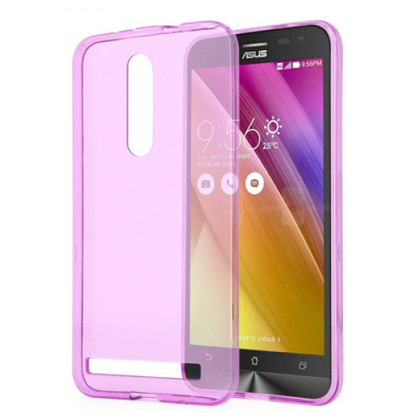 Asus Zenfone 2 Kılıf Soft Silikon Şeffaf/Pembe Kapak…