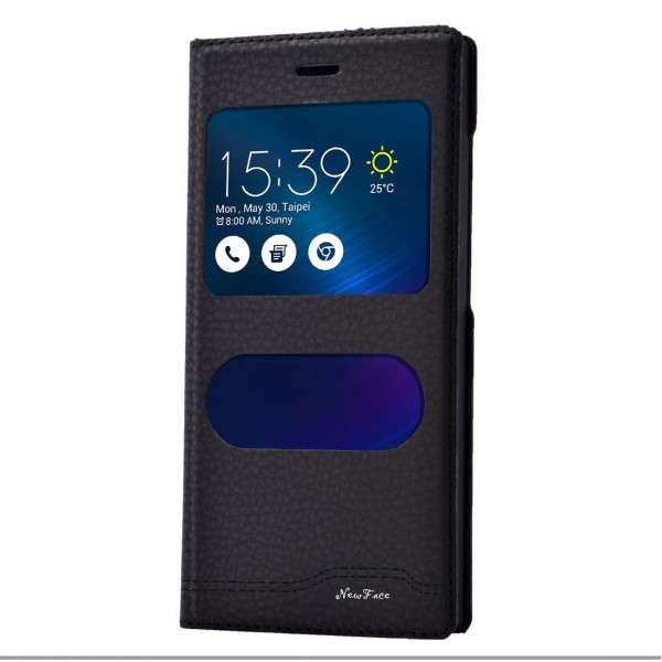Asus Zenfone 3 Gizli Mıknatıslı Pencereli Magnum Kılıf Siyah