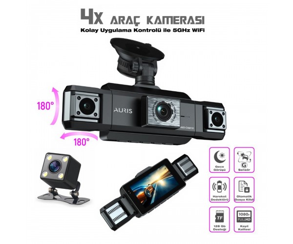 Auris CAM10 1080p Full HD 4X Ön & Arka Araç Kamera&hellip;