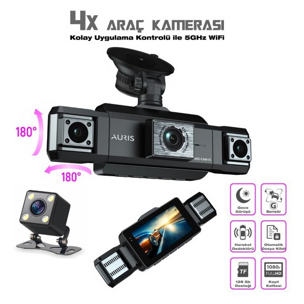 Auris CAM10 1080p Full HD 4X Ön & Arka Araç Kamera&hellip;