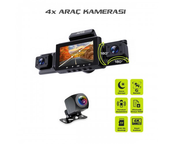 Auris CAM30 4K Full HD 4X Ön & Arka Araç Kamera&hellip;