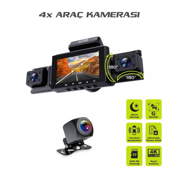 Auris CAM30 4K Full HD 4X Ön & Arka Araç Kamera&hellip;