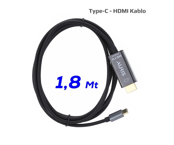 Auris HDMC10 4K USB 3.1 Type-C to HDMI 1.8m Ses ve Görüntü Aktarım&hellip;