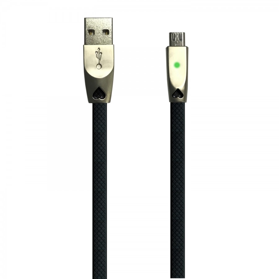 Auris Micro USB 3.4A Led Işıklı Kırılmaz Hızlı Şarj ve Data Kablo Siyah Ars-C5