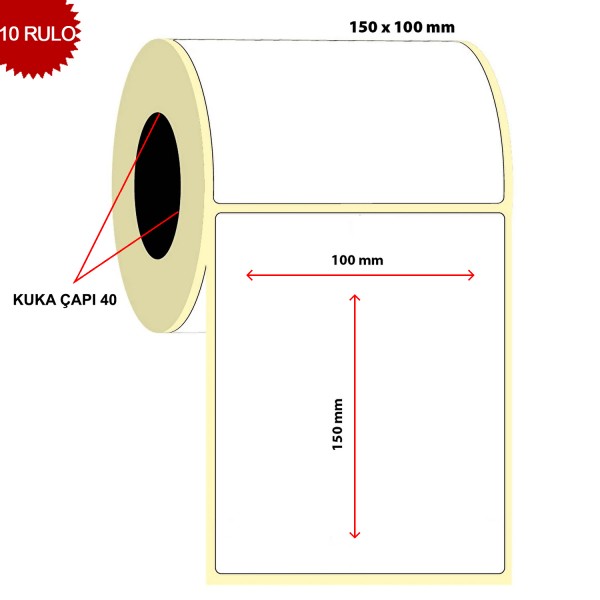 Barkod 100x150 Termal Etiket Eko Termal 250 Sarım 10 Rulo (2500 Adet)…