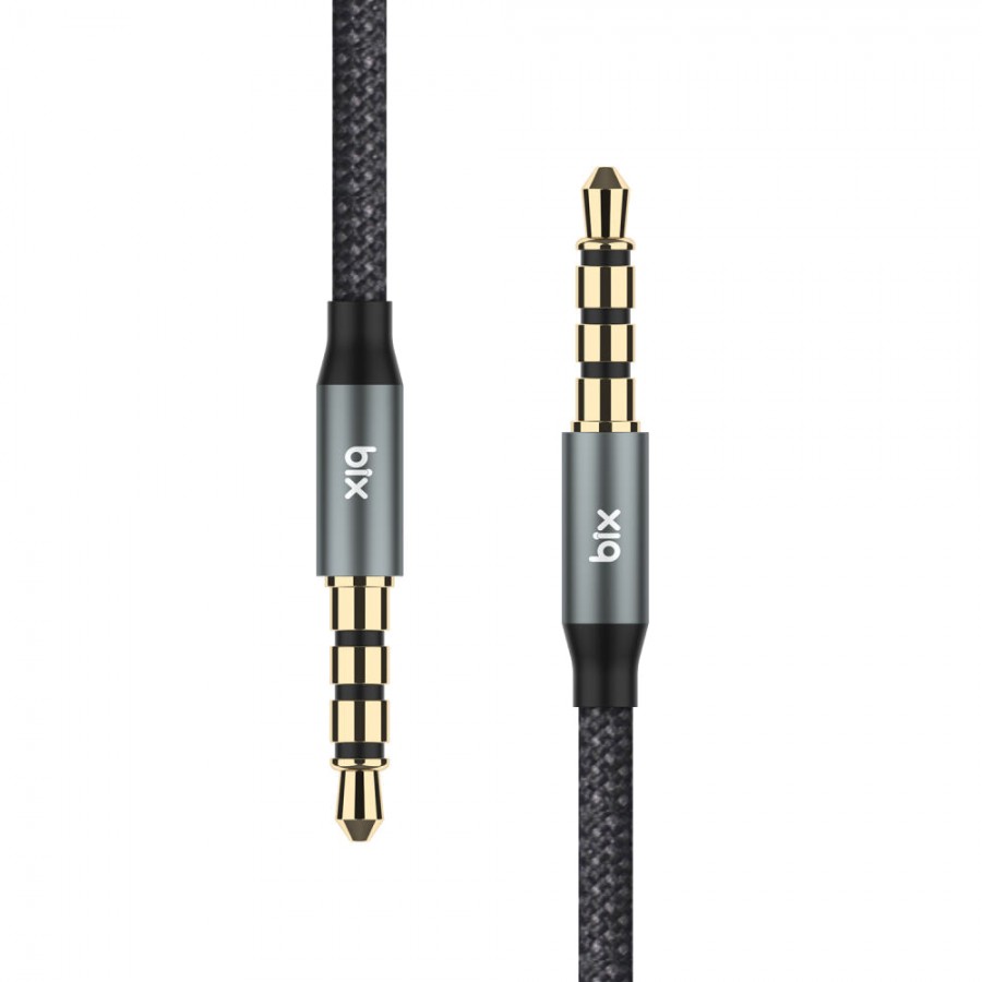 Bix TAU3C Hi-Fi 3.5mm to 3.5mm Erkek 2m Örgü Aux Ses Kablosu 2mt - Gri Bix TAU3C Hi-Fi 3.5mm to 3.5mm Erkek 2m Örgü Aux Ses Kablosu 2mt - Gri