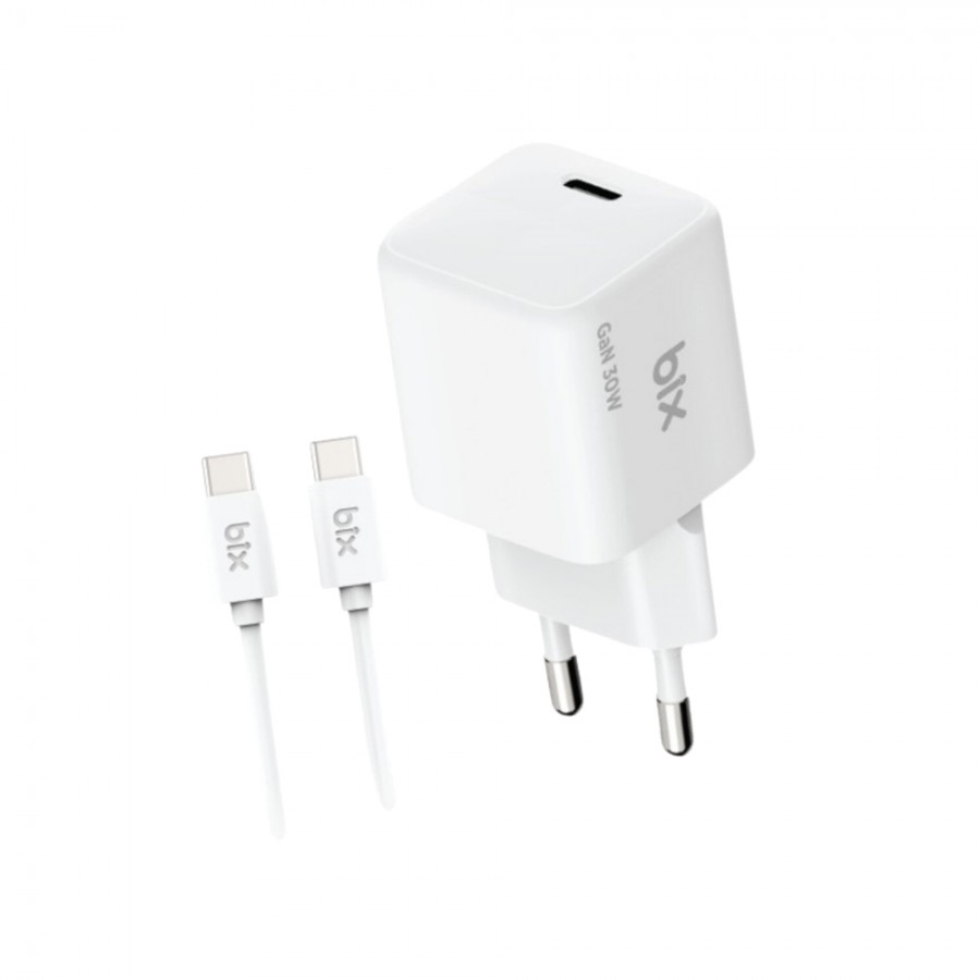 Bix BX1P32G GaN 30W Type-C PD Hızlı Şarj Cihazı ve 1.2m 3A Type-C Kablo Set