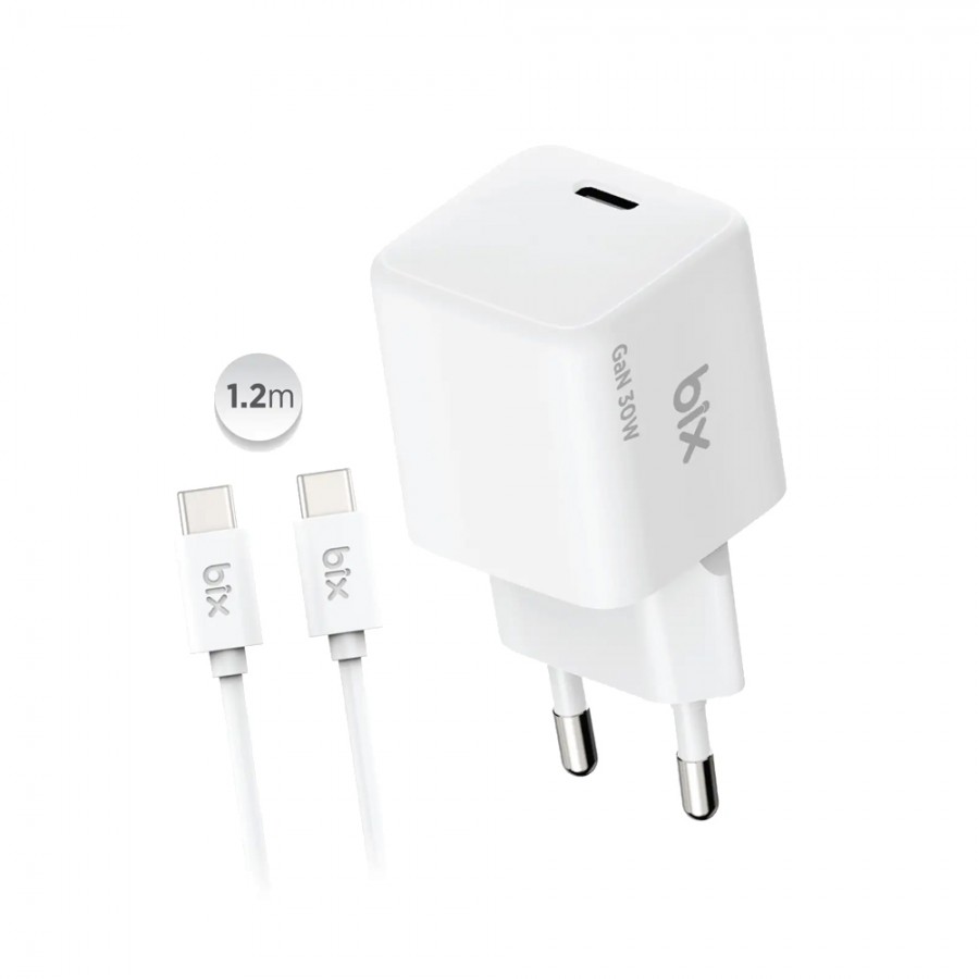 Bix BX1P32G GaN 30W Type-C PD Hızlı Şarj Cihazı ve 1.2m 3A Type-C Kablo Set Bix BX1P32G GaN 30W Type-C PD Hızlı Şarj Cihazı ve 1.2m 3A Type-C Kablo Set