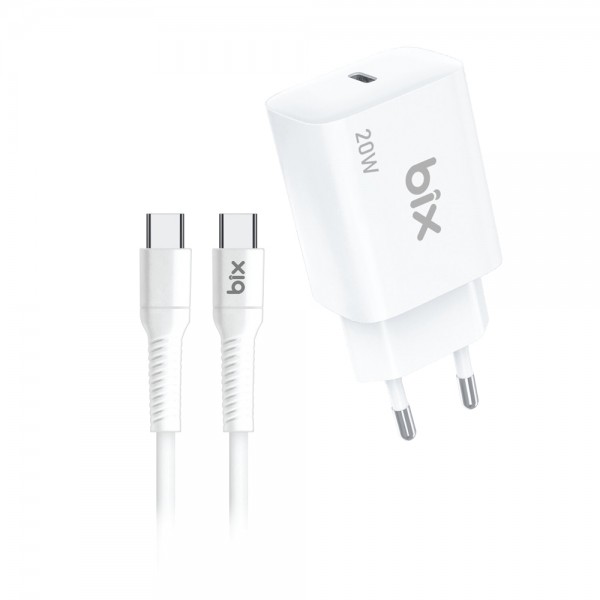 Bix BXC20W 20W USB-C PD3.0 Hızlı Şarj Adaptörü ve 5A Type-C 1m Kablo &hellip;