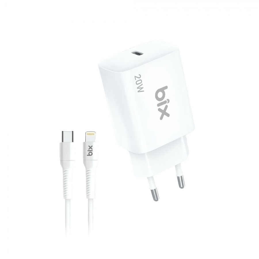 Bix BXL22W 20W USB-C Hızlı Şarj Adaptörü ve 5A Type-C to Lightning 1m Kablo Set