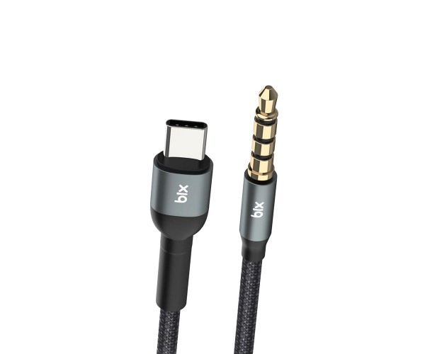 Bix TAU1C Hi-Fi 3.5mm to Type-C Örgü Aux Ses Kablosu 1.5mt - Gri&hellip;