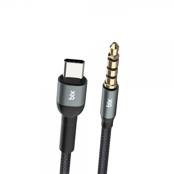 Bix TAU1C Hi-Fi 3.5mm to Type-C Örgü Aux Ses Kablosu 1.5mt - Gri&hellip;