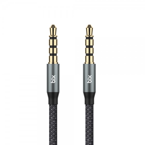 Bix TAU3C Hi-Fi 3.5mm to 3.5mm Erkek 1m Örgü Aux Ses Kablosu 1mt - Gri&hellip;