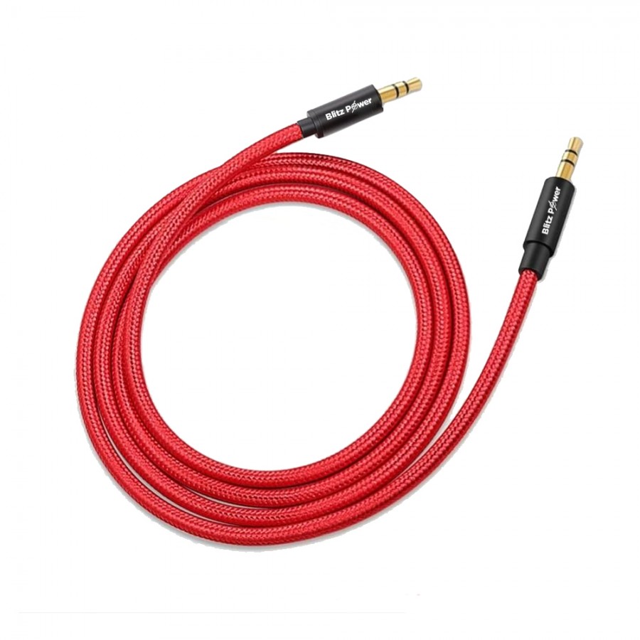 BlitzPower 3.5mm Aux Audio Ses Kablosu 1mt Kırmızı/Siyah