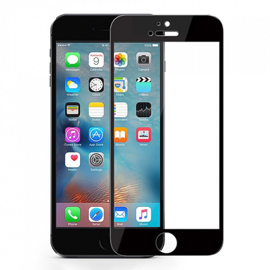 Bufalo iPhone 6-6s Metal Kenarlı Cam Ekran Koruyucu Siyah