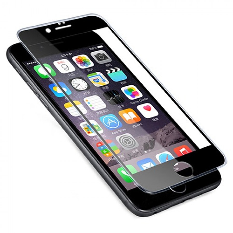 Bufalo iPhone 6 Plus/6s Plus Ekran Koruyucu Silikon Çerçeveli 5D Temperli Cam Siyah