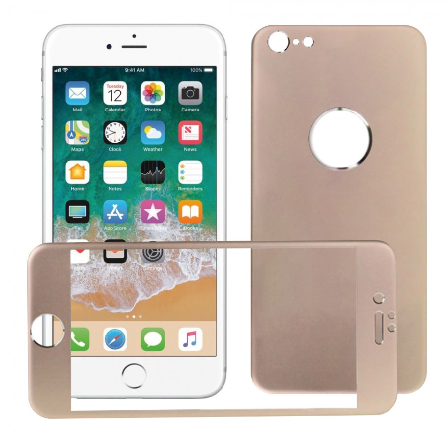 Bufalo iPhone 6 Plus Metal Kenarlı ÖN+ARKA Cam Ekran Koruyucu Gold