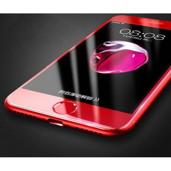 Bufalo iPhone 7/8 Kavisli 4D Cam Ekran Koruyucu Kırmızı