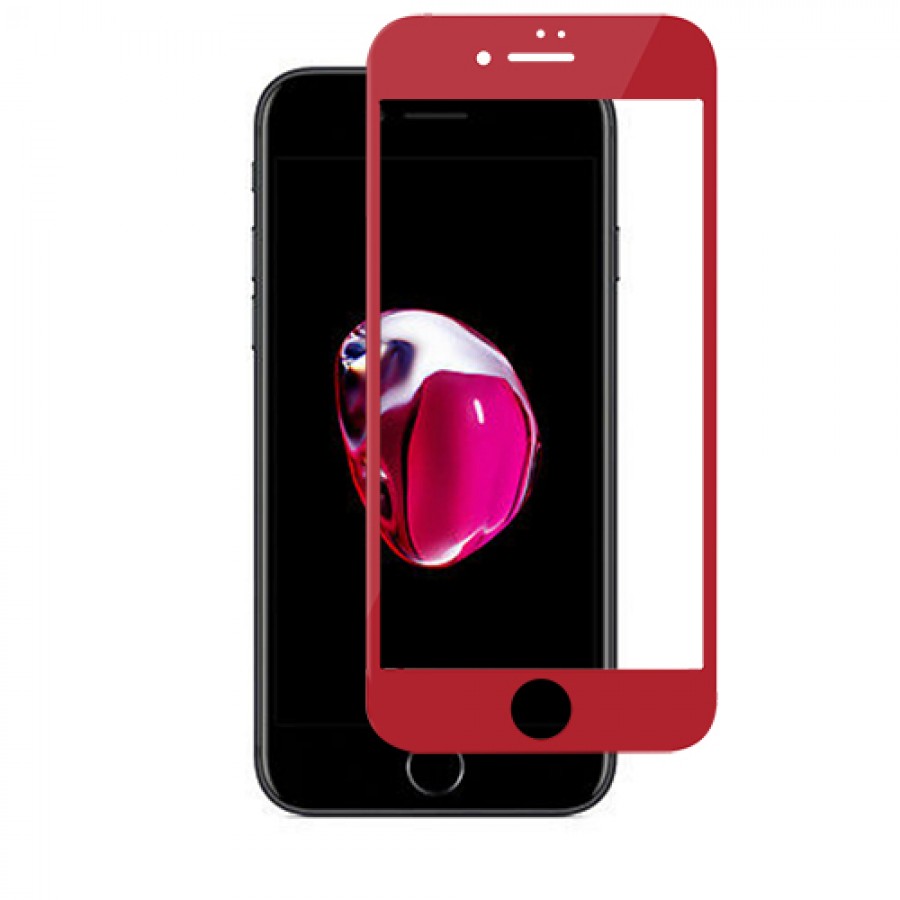 Bufalo iPhone 7 Plus/8 Plus Kavisli 4D Cam Ekran Koruyucu Kırmızı