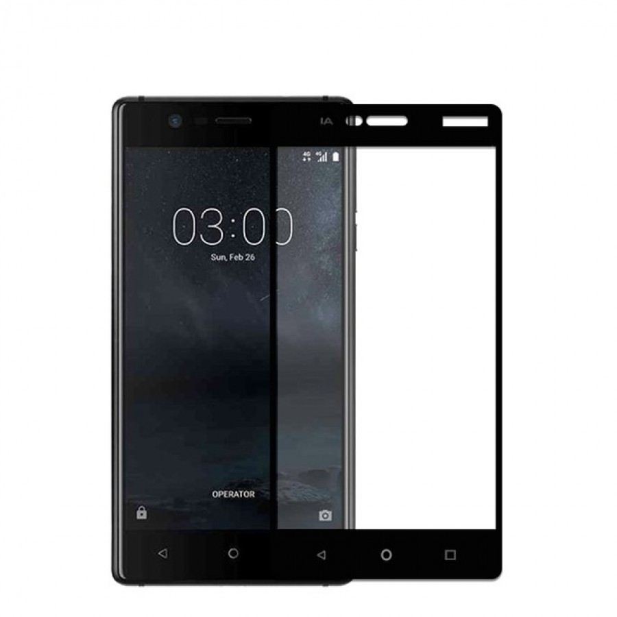 Bufalo Nokia 3 Kavisli 3D Cam Ekran Koruyucu Siyah