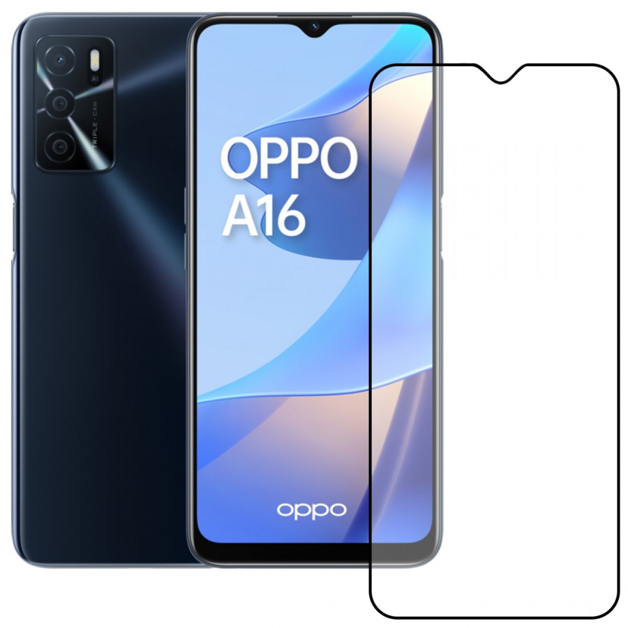 Bufalo Oppo A16 Ekran Koruyucu 5D Temperli Cam Siyah