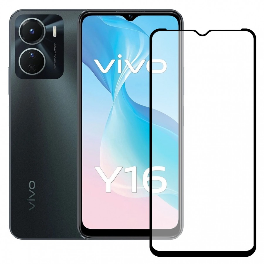 Bufalo Vivo Y16 Ekran Koruyucu 5D Temperli Cam Siyah