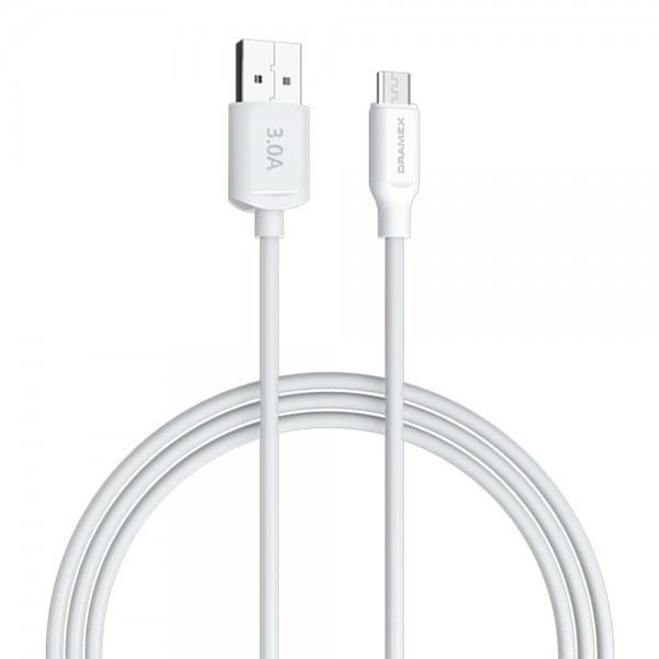 Dramex D30MK Micro USB Data/Şarj Kablosu 3.0A 1mt Beyaz…