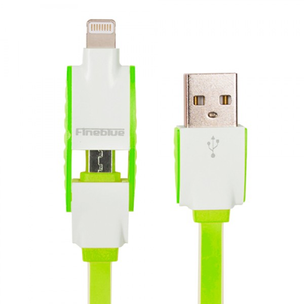 Fineblue Hızlı Şarj ve USB Data Kablo Renkli 2in1 F-C10 Yeşil