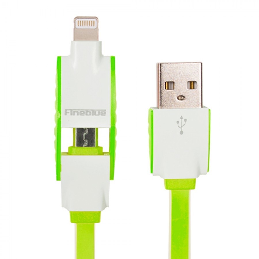 Fineblue Hızlı Şarj ve USB Data Kablo Renkli 2in1 F-C10 Yeşil