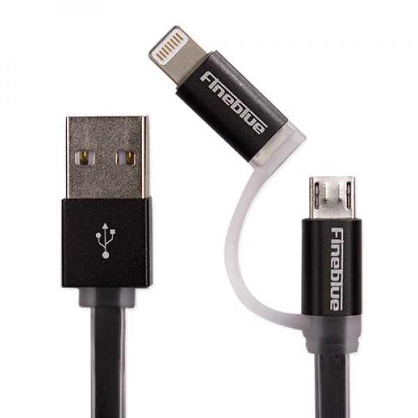 Fineblue Hızlı Şarj ve USB Data Yassı Kablo 2in1 F-U6 Siyah…