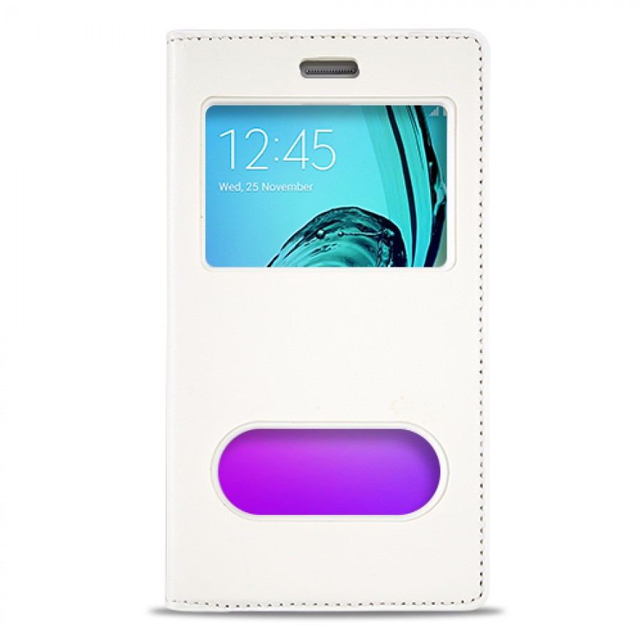 FitCase Dolce Galaxy A3 2016 Gizli Mıknatıslı Pencereli Kılıf Beyaz