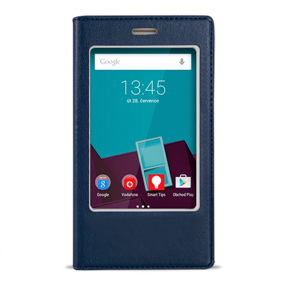 FitCase Dolce Vodafone Smart 7 Style Gizli Mıknatıslı Pencereli Kılıf Lacivert