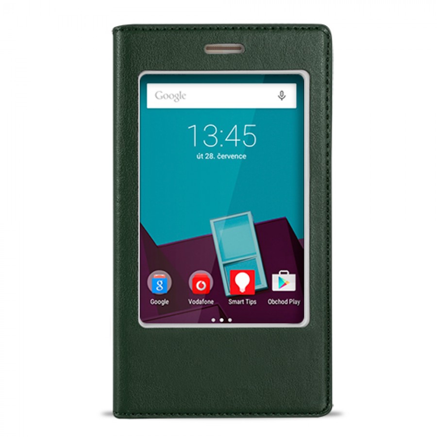 FitCase Dolce Vodafone Smart 7 Style Gizli Mıknatıslı Pencereli Kılıf Yeşil