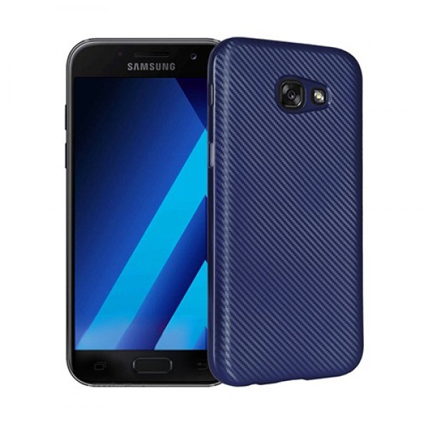 FitCase Galaxy A3 2017 (A320) Elektroliz Carbon Desen Arka Kapak Lacivert…