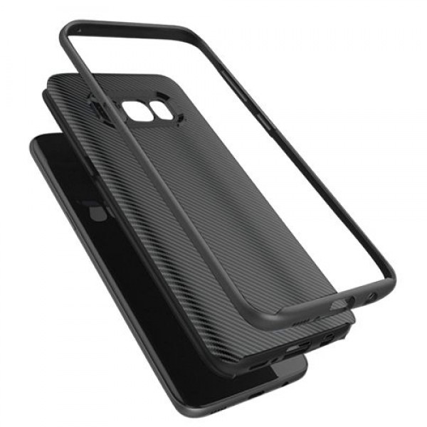 FitCase Galaxy S8 Plus (G955) 2in1 Carbon Desen Arka Kapak Siyah…