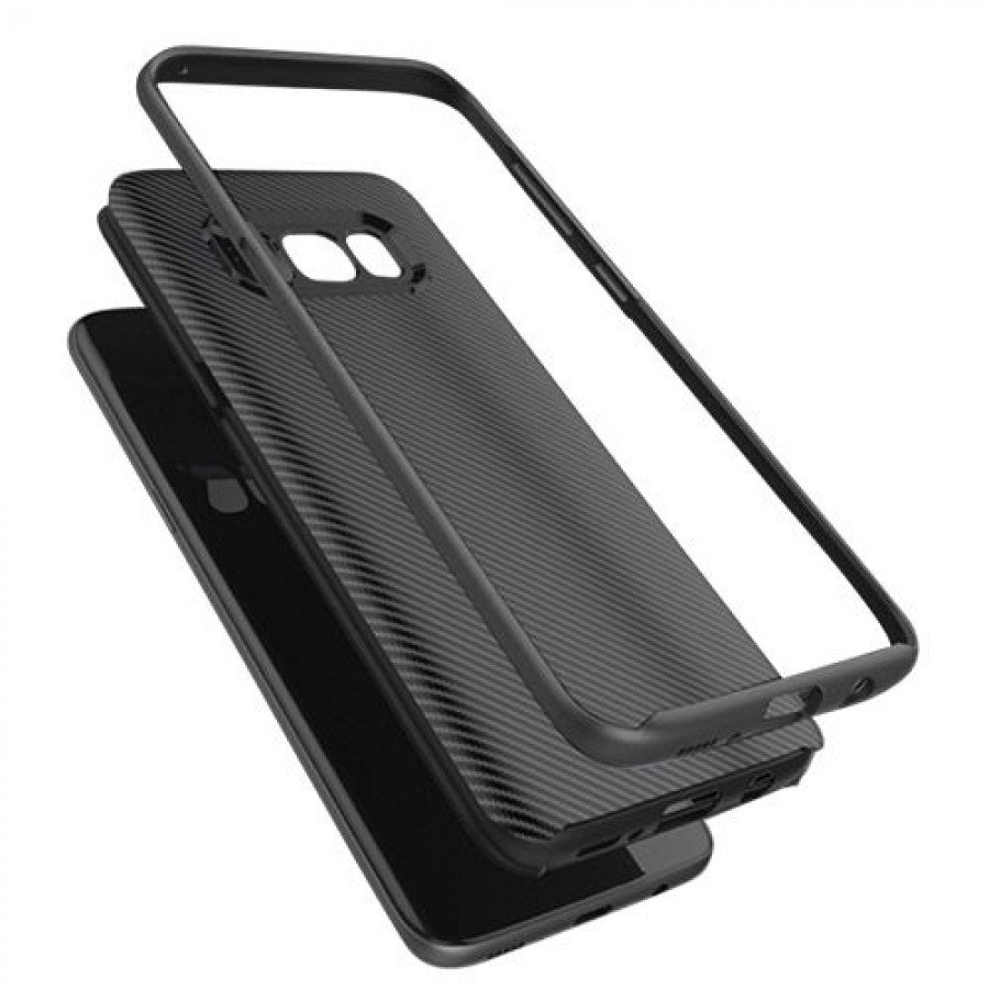 FitCase Galaxy S8 Plus (G955) 2in1 Carbon Desen Arka Kapak Siyah