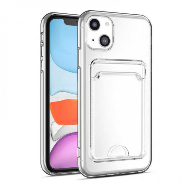 iPhone 14 Plus Kılıf Cardy Şeffaf Kartlık Cepli Kapak…