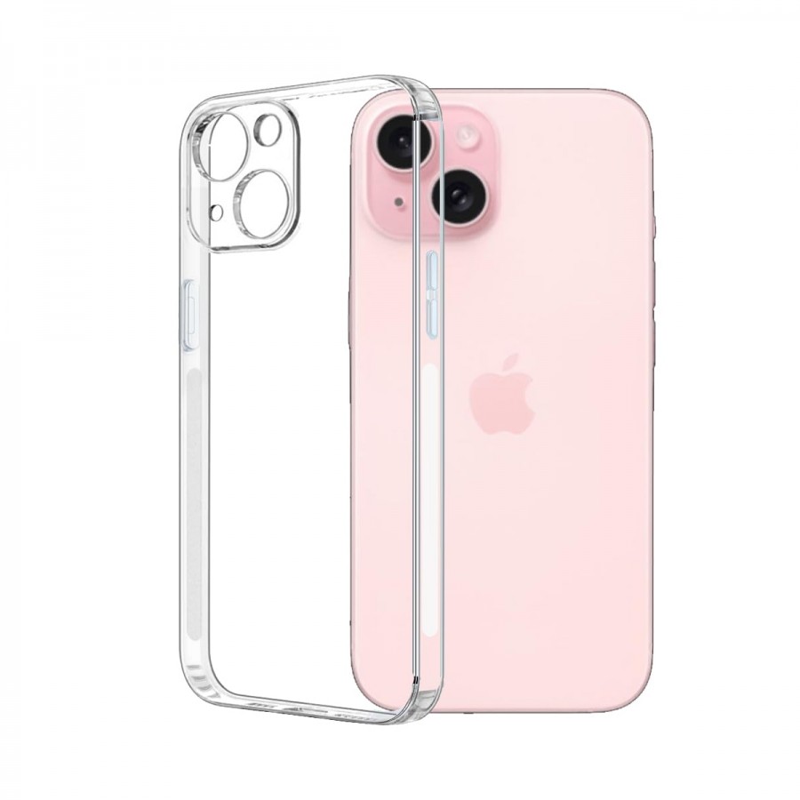 iPhone 15 Plus Kılıf Kamera Korumalı Silikon Şeffaf Arka Kapak