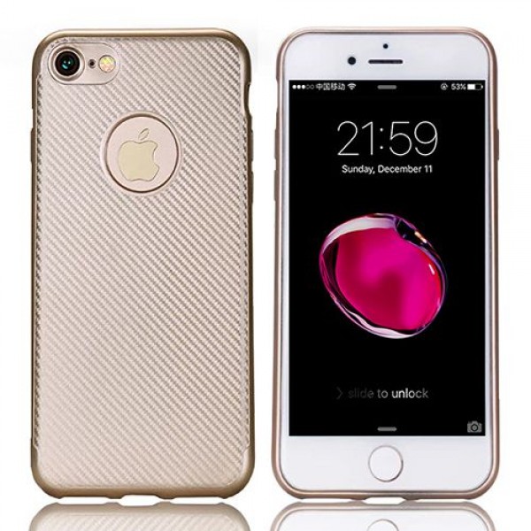 FitCase iPhone 7-8 Carbon Desen Arka Kapak Gold…