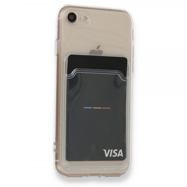 iPhone 7 / 8 Kılıf Cardy Şeffaf Kartlık Cepli Kapak…