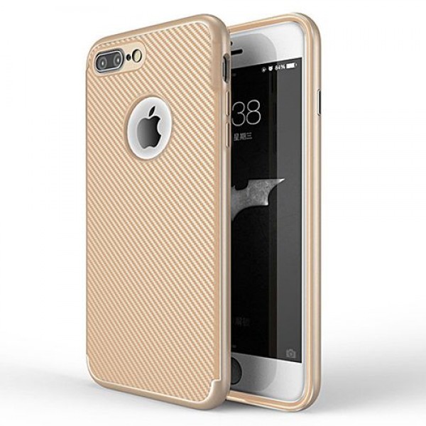 FitCase iPhone 7-8 Plus Carbon Desen Arka Kapak Gold