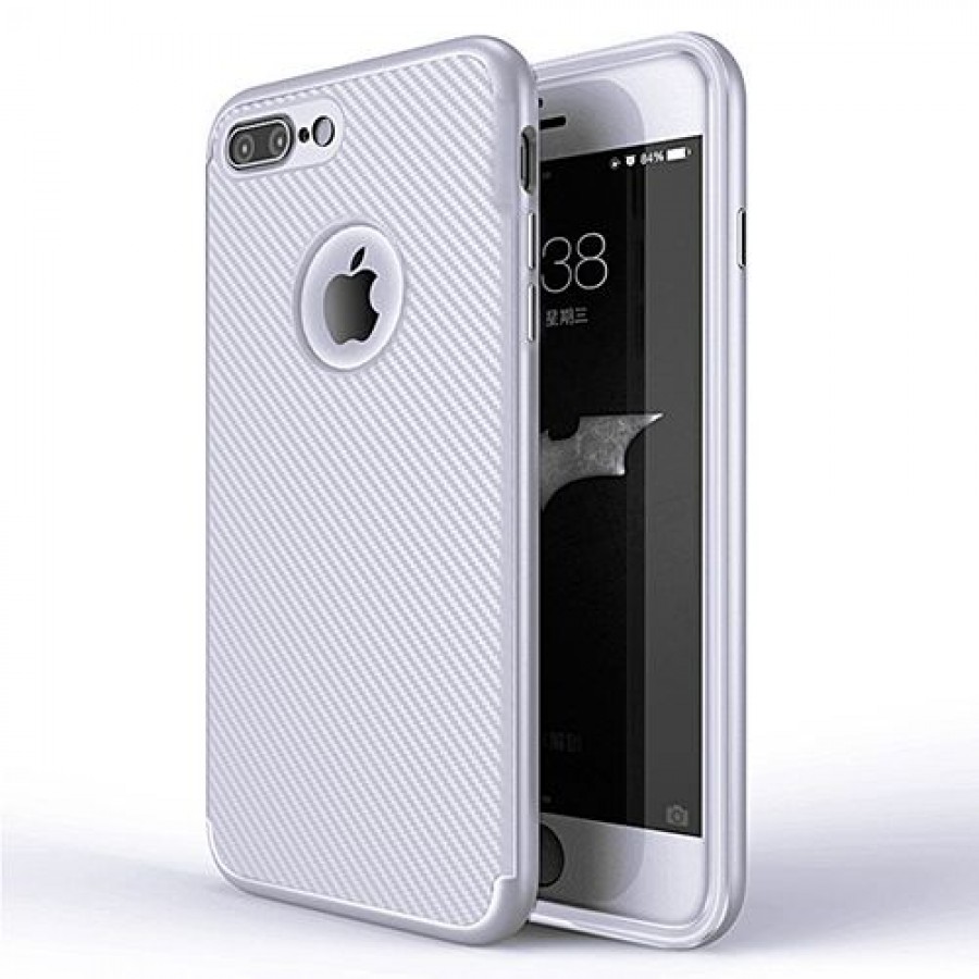 FitCase iPhone 7-8 Plus Carbon Desen  Arka Kapak Gri