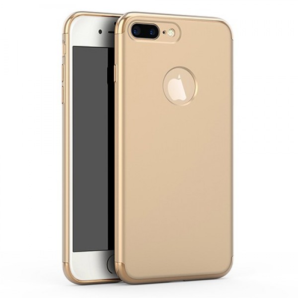 FitCase iPhone 7 Plus / 8 Plus Kılıf Golden Frame Arka Kapak Gold