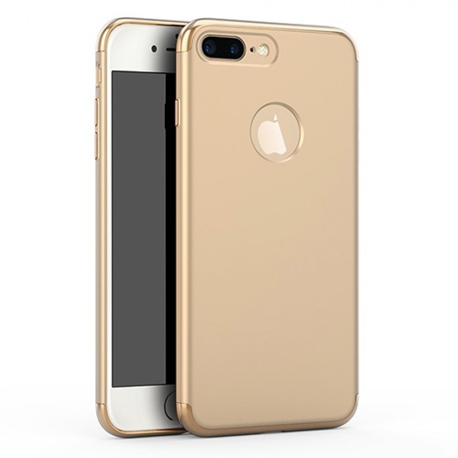 FitCase iPhone 7 / 8 Plus Kılıf Golden Frame Arka Kapak Gold