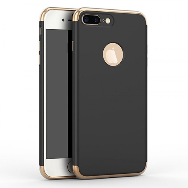 FitCase iPhone 7 Plus / 8 Plus Kılıf Golden Frame Arka Kapak Siyah…