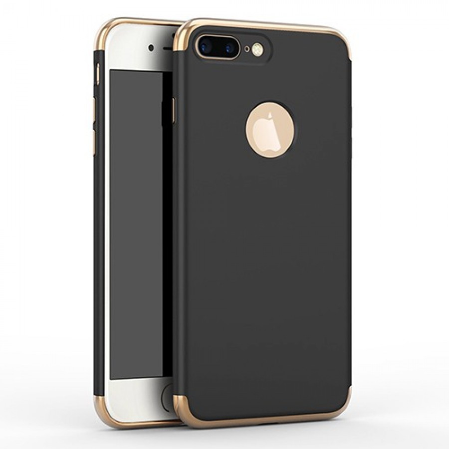 FitCase iPhone 7 / 8 Plus Kılıf Golden Frame Arka Kapak Siyah