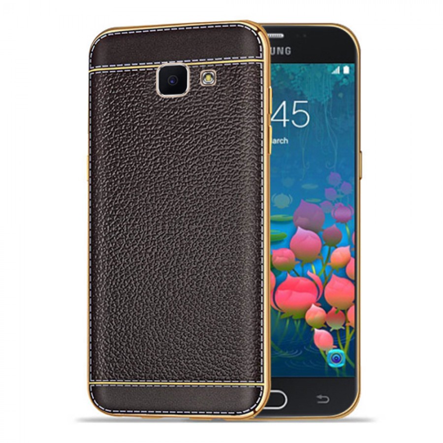 FitCase Laser Elegant Samsung Galaxy J5 Prime (G570) Silikon Arka Kapak Kahverengi